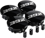 2.5 inches Wheel Hub Center Cap + Valve Stem Cover with 392 Emblem Trim for Dodge Charger Challenger