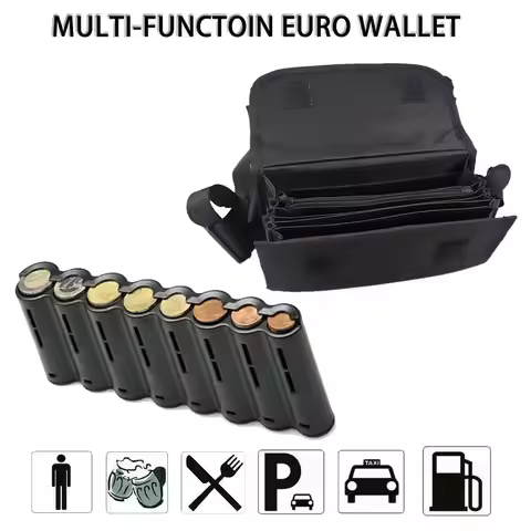 Creative Portable Coin Storage Multi Pockets Euro Wallet Waist Bag 8 Slots Euro Coin Holder Cash Mon