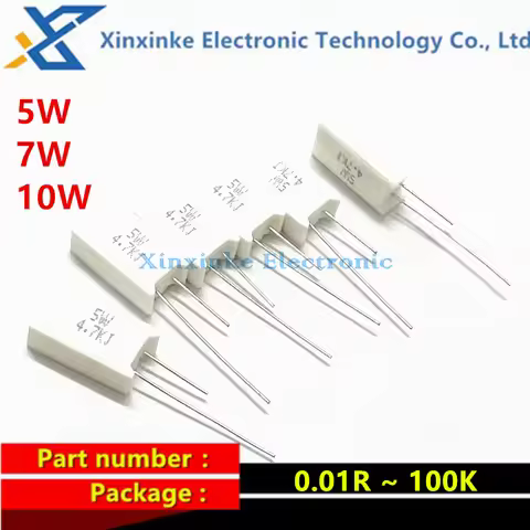 5PCS RX27 5W 7W 10W Ceramic Resistance Vertical Cement Resistor 0.01R ~ 100K 1 2 3.3 3.9 10 22 47 51