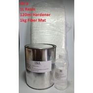 Fiberglass Premix Resin Kits kit 2 - kit 12 (P) - 1L Resin, 120ml MEKP, 1kg Fiber Mat/WRC to choose