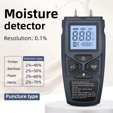 Digital Wood Moisture Meter Two-Pin High-Precision Timber Paper Humidity Tester LCD Display Bamboo D