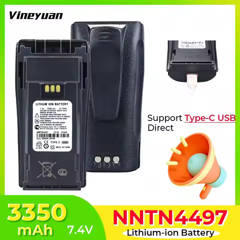 NEW NNTN4497 3350mAh Type-C USB Li-ion Battery for Motorola GP3688 GP3138 XiR P3688 DEP450 CP140 CP1