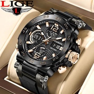 LIGE FOXBOX Digital Men Military Watch Waterproof Wrist Watch LED Quartz Clock Sports Watch Male Big