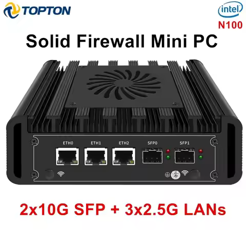 Topton Solid Firewall Mini PC 2x10G SFP+ 3x2.5G Lans Intel i3 N305 N150 DDR5 NVMe Proxmox pfSense OP