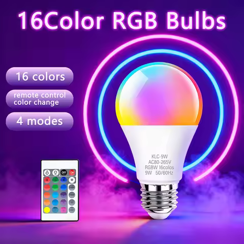 E27 220V 16color RGB LED Bulb Bombillas LED 9W 15W IR Remote Control Changeable Colorful RGBW Led La