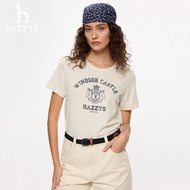 Hazzys Women's Short-Sleeved Crew Neck 100% Cotton T-Shirt - Tide 0704