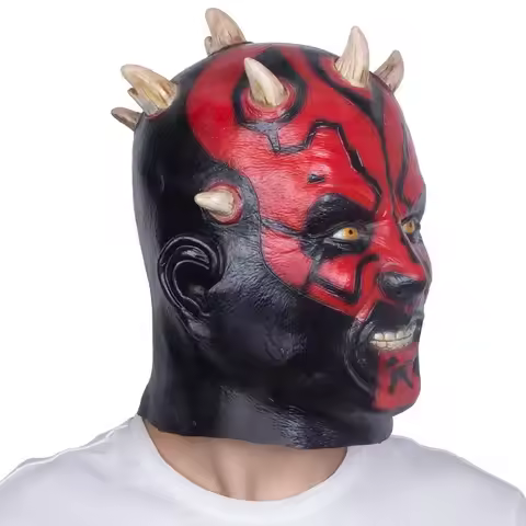 N37O Scary Mask Darth Maul Movie Character Latex Full Head Headgear Halloween Cosplay Party Costume 