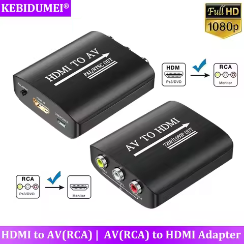 HD 1080P AV to HDMI Adpater RCA to HDMI-compatible Composite Converter HDMI to AV RCA Adapter For N6