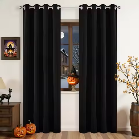 Blackout Curtains for BedroomBlack Out Curtains 84 Inch Long Black Curtains with Grommets Noise Redu