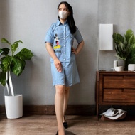 Dress Kemeja Babol Mini Dress Remaja Katun Gaun Santai Harian Pakaian Remaja Tanggung Kekinian Kimmy
