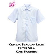 [Koshibo] VENTINO Kemeja Sekolah Lengan Pendek Putih Nila / Kain Licin Koshibo / Kemeja Sekolah Rend