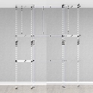 ST-🚤Ceiling Punching Curtain Storage Rack Hanger Top Simple Assembly-Free Wardrobe Open Cloakroom Floor WJMO