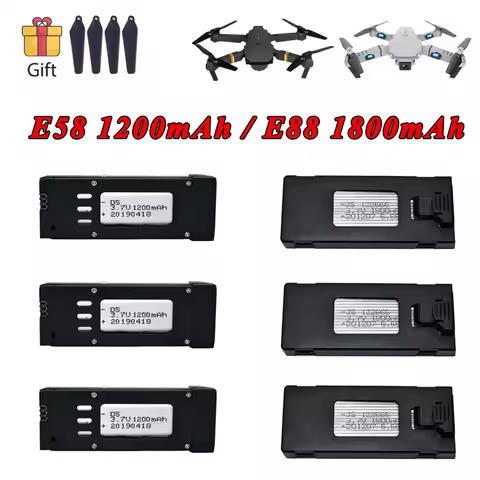 3.7V 1200mAh 1800mAh Lipo Battery for E88 E88PRO E99 P1 K3 LS-E525 E525 PRO / for E58 S168 JY019 JD1