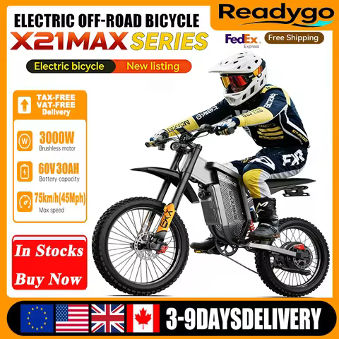 Readygo EKX X21 Max 3000W Electric Dirt Bike, 60V 30Ah Battery 85km/h Adult Off-Road E-Bike Brushles