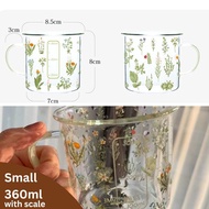 [SG INSTOCK] Floral Printed Glass Mug (3 Sizes) Coffee Cup Mug Christmas Gift Idea Xmas Present for Colleagues