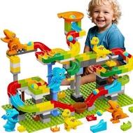 Dinosaur Marble Run Building Blocks, 148PCS Compatible with Lego DUPLO Marble Runs for Kids 4-8,