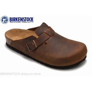 【Original】Birkenstock Boston Men's/Female Classic Cork Dark Brown Leather Slipper Sandals 34-46