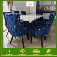 Rovigo Dining Set Marble Table Chesterfield Chair 6 Seater Meja Makan Kerusi Dining Desk