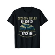 Mens Geology Rules Be Gneiss Rock On Graphic T-Shirt - Cotton Casual Tee with Humorous Geology