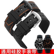 Waterproof Silicone Watch Strap Men's Universal Tissot Omega Casio Seiko Citizen Mido Butterfly Buckle Bracelet