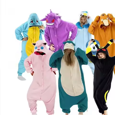 Snorlax Squirtle Jigglypuff Kigurumi Onesie Gengar Cosplay Costume Halloween Adult Anime Eevee Pajam