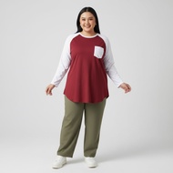 Women's Long Sleeve Raglan Pocket T-Shirt BIG Size 7XL 6XL 5XL 4XL 3XL 2XL XL L