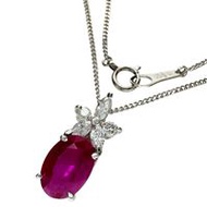 Burmese ruby 2.012ct, diamond 0.27ct, Pt850 platinum/Pt900 platinum necklace, 4.0g, 40cm, women's