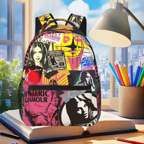 Hysteric Glamour American Retro Backpack Student Boys Girls BookBag Kids School Bag Laptop Shoulder 