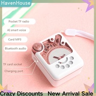 HavenHouse Portable Mini AI Smart Bluetooth Speaker Retro Radio Bluetooth 5.0 Speaker Stereo Outdoor Subwoofer Bluetooth Speaker