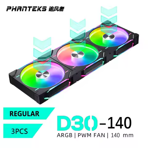 PHANTEKS F140-D30 DRGB PWM 3PCS Chassis fan ARGB140mm/4PIN PWM/ Magic Color Wireless Stitching Compu