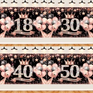 18/30/40/50th  Rose Gold Happy Birthday Banner Happy Birthday Backdrop 18th Birthday Banner Birthday