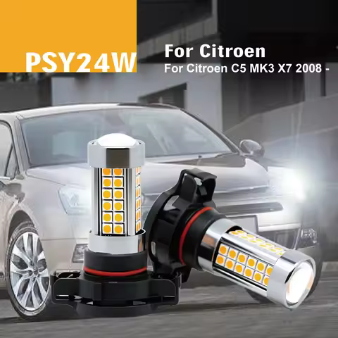 2Pcs/set Auto Turn Signal Light PSY24W PG20/4 12188 LED Lamp for Citroen C5 MK3 X7 2008- General Car
