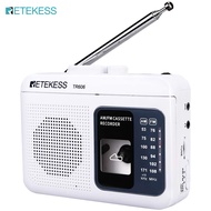 Retekess TR606เทปคาสเซ็ตที่เล่นวิทยุ FM/AM เครื่องบันทึกเสียงวิทยุพกพาเครื่องเล่นเทปรองรับช่องเสียบ AUX ในตัว/การบันทึกไมโครโฟนภายนอก (สีขาว)