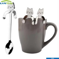 UNIIS 1/4pcs Stainless Steel Teaspoon, Cute Cat Stainless Steel Mini Cat Coffee Spoon,  Tableware Ki