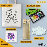 Paket Tas Kanvas Lukis, Melukis Di Tas, Hampers Lukis Cat Air Animal