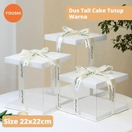 Transparent Mica Cake Box Tall Cake Box Tall Cake Box 22x22cm Hampers Offerings Delivery COLOR LID