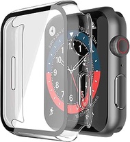 GESTA 2 Pack Hard PC Case with Tempered Glass Screen Protector Compatible with Apple Watch SE Series 6 Series 5 Series 4 40mm (Transparent, 42mm)