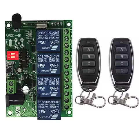 433MHz DC12V 24V 4CH Wireless RF Remote Control Light Switch Relay Output Radio Receiver Module+Tran