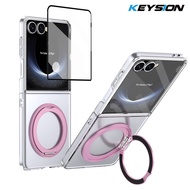 KEYSION เคสขาตั้งห่วงแม่เหล็กหมุนได้360 ° สำหรับ Samsung Galaxy Z Flip 7 5G ฝาปิดมีที่ป้องกันจอภาพโท