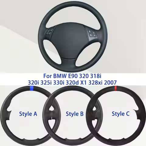 OEM Black Microfiber Synthetic Leather Car Steering Wheel Cover For BMW E90 320 318i 320i 325i 330i 