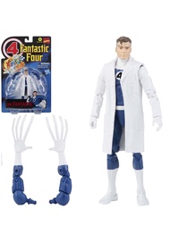Marvel Hasbro Legends Series Retro Fantastic Four Mr. Fantastic 6-inch Action Figure Toy, Includes 4