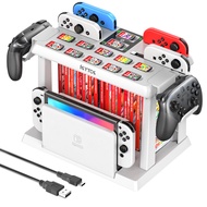 Switch OLED Games Organizer Station with Controller Charger, for Nintendo Switch &amp; OLED Joycons, Storage and Organizer for Games, TV Dock, Pro Controller, Accessories Kit Storage