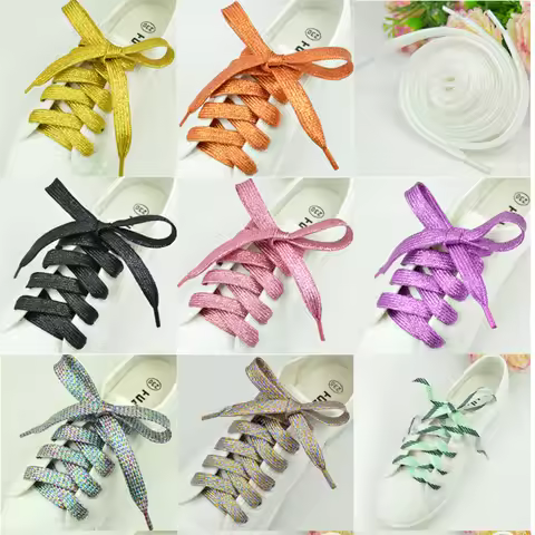 Shiny Gold and Silver Colorful Bright Shoelaces 26 Colors 60-180 cm Sneaker Sport Shoes Laces Bootla