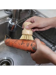 1 件竹製洗碗刷,廚房洗碗刷套裝,用於清潔餐具、水槽、鑄鐵鍋/鍋