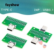 FAY Type-C Male to Female Test PCB Board, Male and Female Test Board Data Line Wire Cable Transfer 24P 2.54mm Connector Socket, USB 3.1 Module USB3.1 Data Cable Adapter