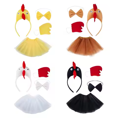 4Pcs Chicken Costume Set Novelty Accessories Animal Costume for Holiday Cosplay