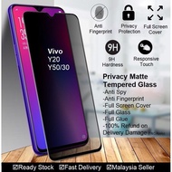 Vivo Y50 Y30 Y20 Y20S Y12S Y12A Privacy Matte Anti Spy Full Screen Tempered Glass