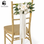 [Serenable] PEW Flowers Aisle Chair Back Floral Decors, Artificial Flowers Wedding Ceremony Aisle De