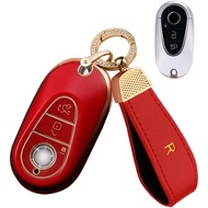 SANRILY Full Protection Soft TPU Golden-Edge Smart Key Cover for Mercedes Benz S-Class W223/New S580