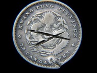 清朝廣東銀幣-1890年大清廣東省(Kwang-Tung Province)造光緒元寶庫平七分二厘(一毫)銀幣(驗銀痕)